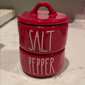 Red Ceramic Salt and Pepper Cellars Set